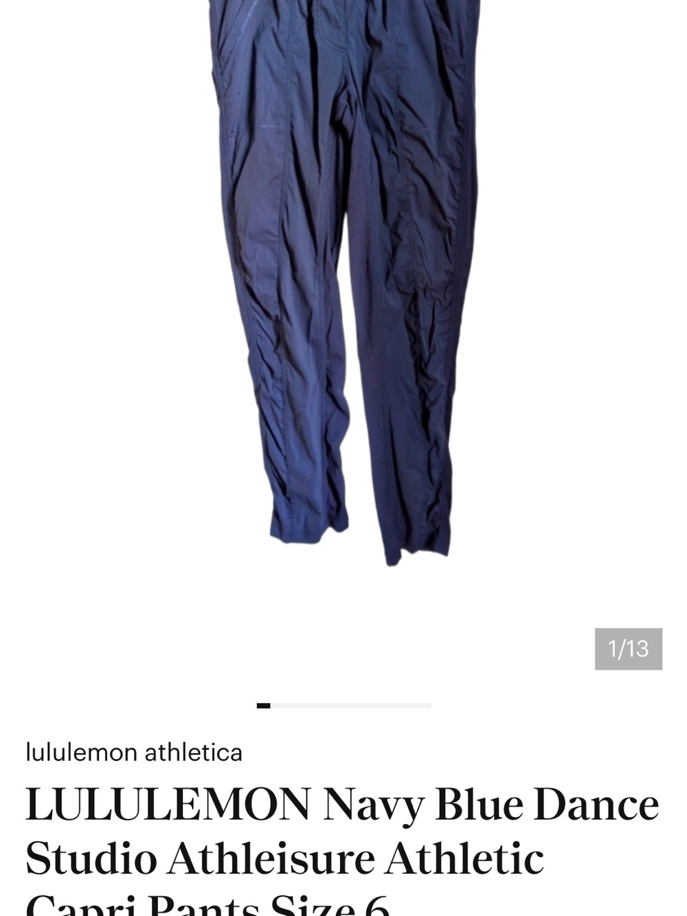 LULULEMON Navy Blue Dance Studio Athleisure Athletic Capri Pants Size 6 - Picture 2 of 2